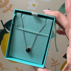 18" Tiffany & Co Silver Elsa Peretti Black Jade Color By Yard Necklace in Box